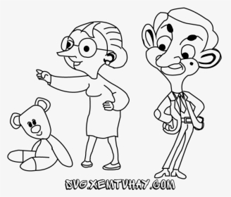 Free Mr Bean And Teddy Coloring Pages, Free Cartoon - ภาพ ระบายสี Mr Bean, HD Png Download, Free Download