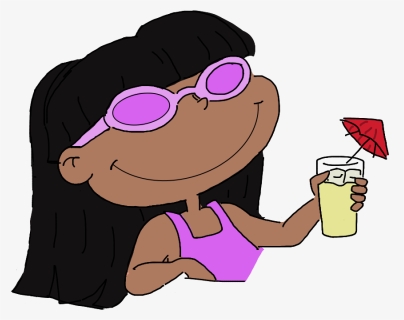 #cute #girl #cartoon #rugrats #lemonade #black #aesthetic - Cartoon Girl Drinking Lemonade, HD Png Download, Free Download