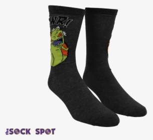 2 Pair Pack Nickelodeon Rugrats Reptar Socks - Sock, HD Png Download, Free Download