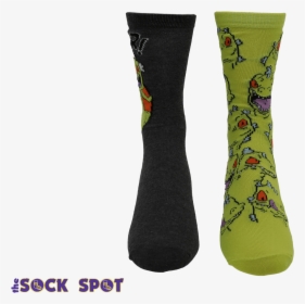 2 Pair Pack Nickelodeon Rugrats Reptar Socks - Sock, HD Png Download, Free Download
