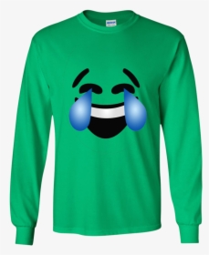 Emoji Costume Laughing Tears Of Joy Emoji Ls - Long-sleeved T-shirt, HD Png Download, Free Download