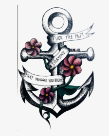 Anchor Tattoos Png Transparent Images - Anchor Drawing With Flowers, Png Download, Free Download