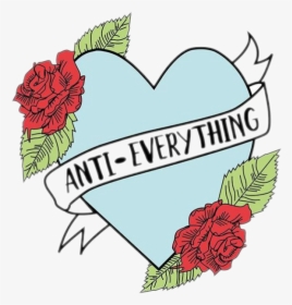 #antieverything #antiyou #tumblr #heart #tattoo #roses, HD Png Download, Free Download