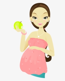 Cartoon Woman Mother Holding Apple Transprent Png - Pregnant Woman Clipart, Transparent Png, Free Download