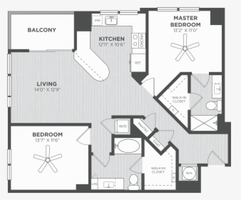 Two Bedroom Floor Plans At Alexan On 8th Luxury Apartment - Floor Plan, HD Png Download, Free Download