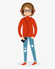Headphones Song Wearing A Headset To Listen - Clip Art, HD Png Download, Free Download