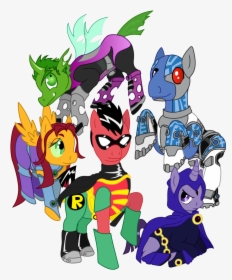 Elliotshoe, Beast Boy, Changeling, Cyborg , Ponified, - Robin Teen Titans My Little Pony, HD Png Download, Free Download