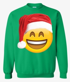 Emoji Christmas Shirt Smiley Face Santa Hat Family - T-shirt, HD Png Download, Free Download