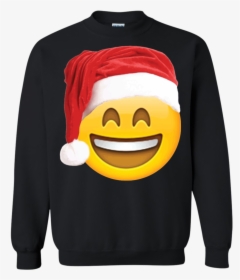 Emoji Christmas Shirt Smiley Face Santa Hat Family - Vampire Diaries Damon Hoodie, HD Png Download, Free Download