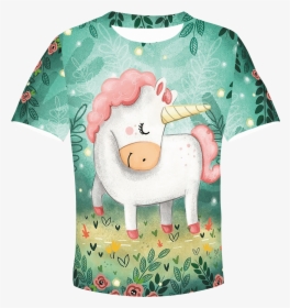 3d Cute Unicorn Kid Full Print Hoodie T Shirt Apparel - Green Happy Birthday Unicorn, HD Png Download, Free Download