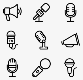 Bullhorn And Mics Linear - Hand Drawn Social Media Icons Png, Transparent Png, Free Download