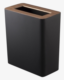 Black Rectangular Yamazaki Trash Can With Wooden Top - Waste Container, HD Png Download, Free Download