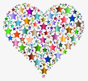 Colorful Heart Stars 9 No Background Clip Arts - Colorful Heart And Star, HD Png Download, Free Download
