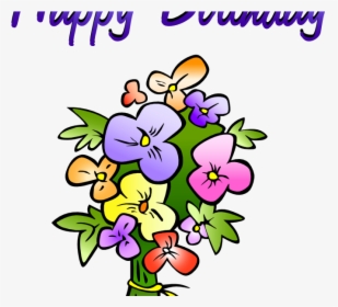 Happy Birthday Clipart For Her - Happy Birthday Clipart With Flowers, HD Png Download, Free Download
