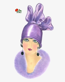 Art Deco Lady Silhouette Clipart - Lady With Violet Hats Painting, HD Png Download, Free Download