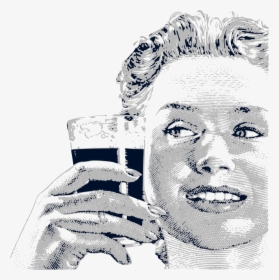 Woman Drinking Png Vintage, Transparent Png, Free Download