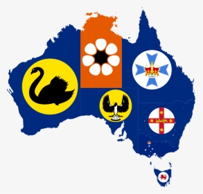 Flag-map Of States And Territories Of Australia - Australian States And Territories Flags, HD Png Download, Free Download