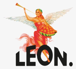 Logo Winged Lady Curved 2 Black - Leon Naturally Fast Food Logo, HD Png Download, Free Download
