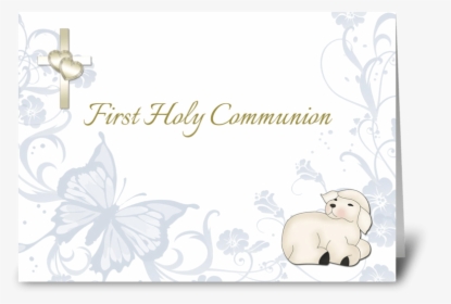 Baby Lamb Blue First Communion Greeting Card - Christmas Card, HD Png Download, Free Download