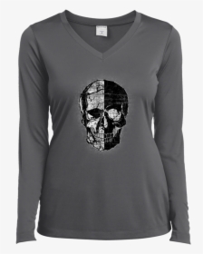 Black & White Skull V Neck T Shirt - Queen Are Born In October 15, HD Png Download, Free Download
