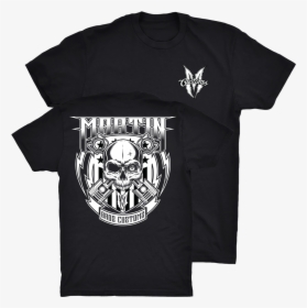 Men"s Black And White Skull And Pistons - Paul T Shirt, HD Png Download, Free Download