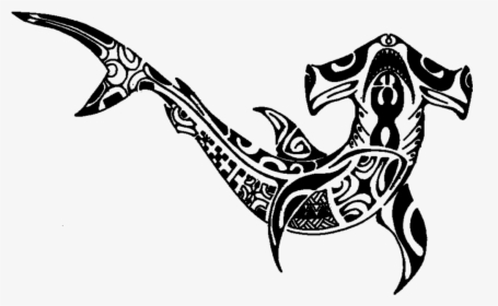 Download Sharks Are Thought To Bring Protection To The Wearer Tribal Hammerhead Shark Tattoo Hd Png Download Kindpng