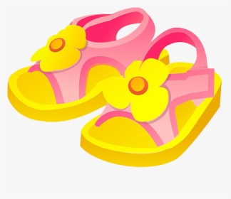 Sandals Clipart Yellow Slipper - Sandals Cartoon, HD Png Download, Free Download