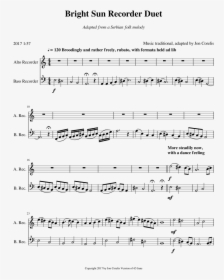 Bright Sun Recorder Duet Sheet Music For Recorder Download - Hall Of The Mountain King French Horn, HD Png Download, Free Download