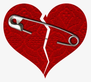 Heart, Broken, Red, Safety Pin, Crack - Clear Background Broken Heart Png, Transparent Png, Free Download