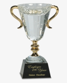 Crystal Cup With Gold Metal Handles On Solid Marble - Trophy With Engraving, HD Png Download, Free Download
