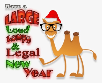 Cartoon Camel Wearing Glasses And A Santa Hat Pointing - Cartoon, HD Png Download, Free Download