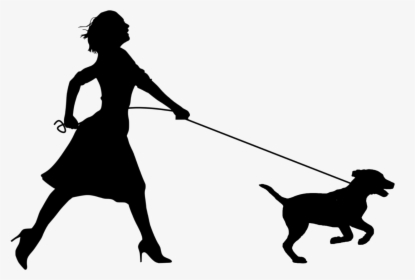 Walk, Dog, Silhouette, Running, Pet, Girl, Sports Vector - Girl Walking Dog Silhouette, HD Png Download, Free Download