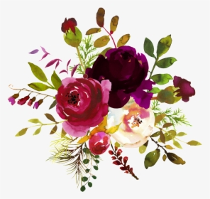 Ink Flower Decoration Vector - Burgundy Watercolor Flower Png, Transparent Png, Free Download