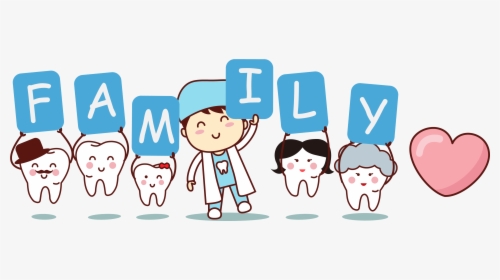 Cartoon Illustration Teeth Dentist Decoration Pattern - Happy Cartoon Tooth Family, HD Png Download, Free Download