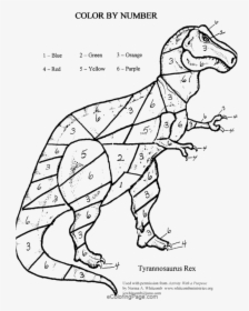 12 Color By Numbers Coloring Pages For Kids - Dinosaur Colour By Number, HD Png Download, Free Download
