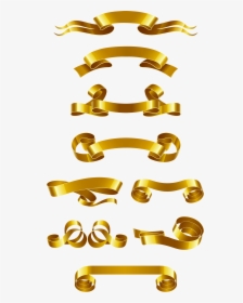 Web Gold Material Euclidean Vector Banner Ribbon Clipart - Golden Ribbon Vector Free Download, HD Png Download, Free Download