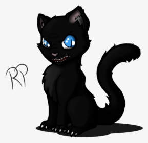 Evil Cat Png - Dibujo De Gato Negro Con Ojos Azules, Transparent Png, Free Download