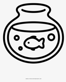Fish Bowl Coloring Page Clipart , Png Download - Fish In A Bowl Drawing, Transparent Png, Free Download
