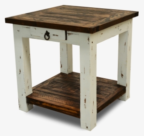 Cottage Rustic Square End Table Distressed White - White Distressed Square End Table, HD Png Download, Free Download