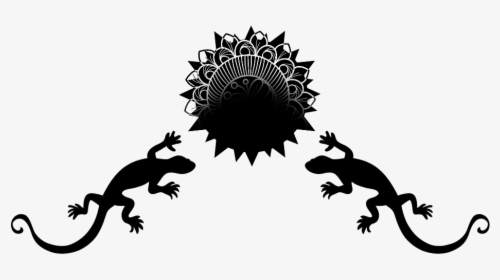 #design #lizard #sun #silhouette #black #zentangle - Gecko, HD Png Download, Free Download