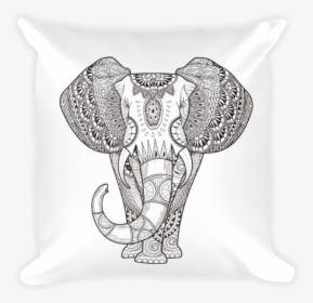 Henna Elephant Square Pillow - Mandala Animal Coloring, HD Png Download, Free Download
