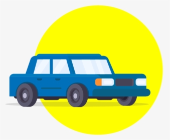 Car Illustration Ux Icon Ui Design Blue And Yellow - Car, HD Png Download, Free Download