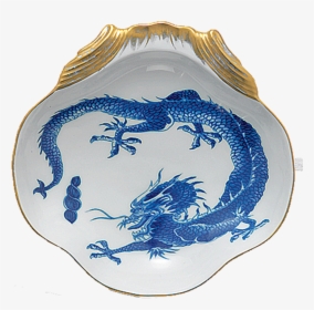 Blue Dragon Shell Dish - Blue And White Porcelain Dragon Png, Transparent Png, Free Download