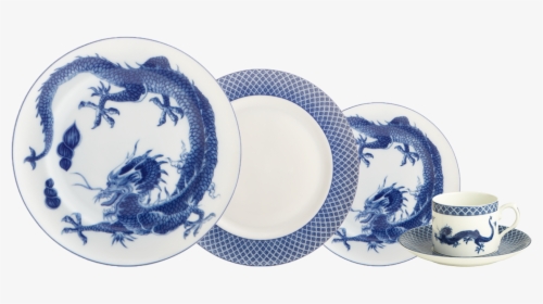 Blue Dragon 5 Piece Place Setting - Chinese Dragon Blue And White, HD Png Download, Free Download