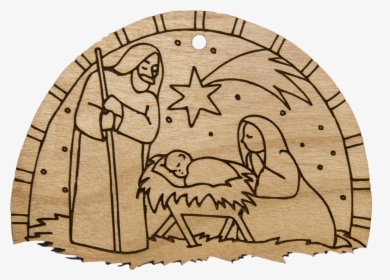 Christmas Ornament -nativity - Dessin D Une Creche De Noel, HD Png Download, Free Download