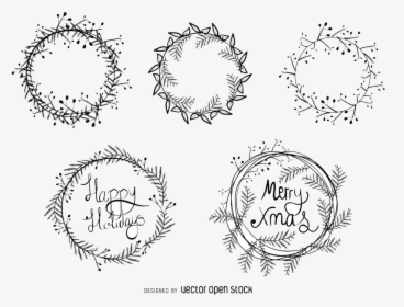 Christmas Wreath Drawing Illustration - Christmas Wreath Drawing Vector, HD Png Download, Free Download