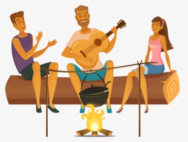 Hand Drawn Characters Playing Guitar Elements - Desenho Churrasco Entre Amigos, HD Png Download, Free Download