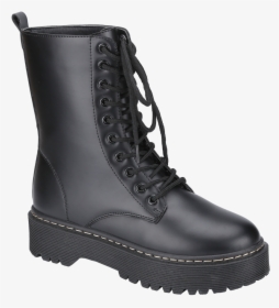 Weeboo Louisa-5 Black Lace Up Platform Boots - Black Platform Boots, HD Png Download, Free Download