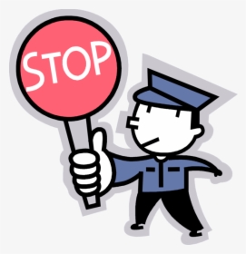 Vector Illustration Of School Crossing Guard Stops - Safety School Crossing Guard Clipart, HD Png Download, Free Download
