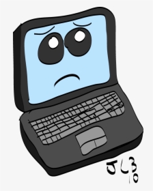 Transparent Computer Cartoon Clipart - Sad Face On Laptop, HD Png Download, Free Download
